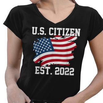 Us Citizen Est 2022 Citizenship New Usa Citizen Women V-Neck T-Shirt - Thegiftio UK