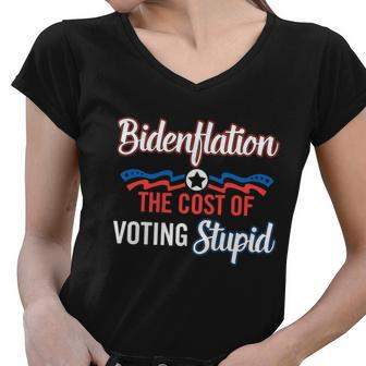 Us President Flation The Cost Of Voting Stupid 4Th July Meaningful Gift Women V-Neck T-Shirt - Monsterry UK