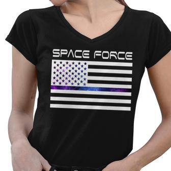 Us Space Force Flag Women V-Neck T-Shirt - Monsterry