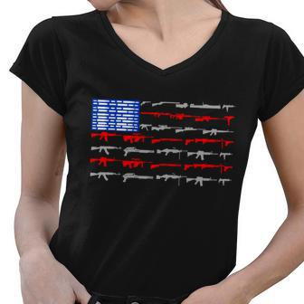 Usa Flag 2Nd Amendment Gun Flag Rights Tshirt Women V-Neck T-Shirt - Monsterry UK