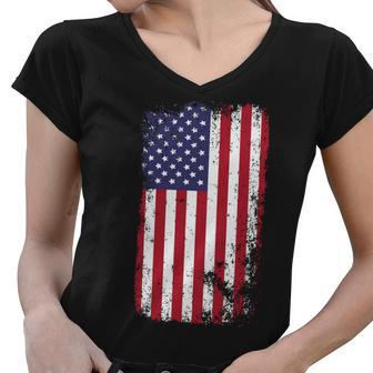 Usa Grunge Vintage American Flag Tshirt Women V-Neck T-Shirt - Monsterry CA