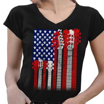 Usa Guitar Tshirt Women V-Neck T-Shirt - Monsterry UK