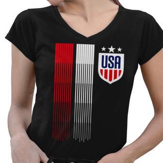 Usa Womens Soccer Tshirt Women V-Neck T-Shirt - Monsterry