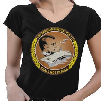 Uss Abraham Lincoln Cvn Women V-Neck T-Shirt - Monsterry