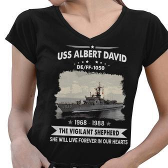 Uss Albert David Ff 1050 De Women V-Neck T-Shirt - Monsterry CA