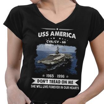 Uss America Cv 66 Cva 66 Front Women V-Neck T-Shirt - Monsterry