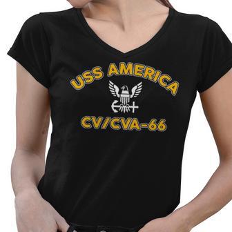 Uss America Cv 66 Cva V2 Women V-Neck T-Shirt - Monsterry