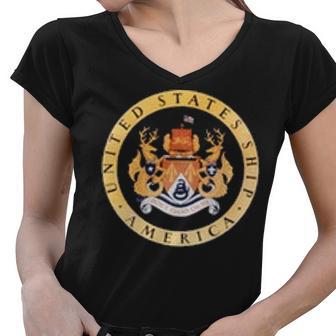 Uss America Cva 66 Cv Women V-Neck T-Shirt - Monsterry