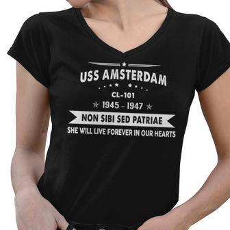 Uss Amsterdam Cl Women V-Neck T-Shirt - Monsterry AU