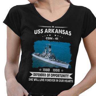 Uss Arkansas Cgn Women V-Neck T-Shirt - Monsterry