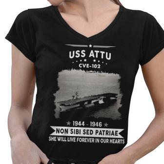 Uss Attu Cve Women V-Neck T-Shirt - Monsterry CA