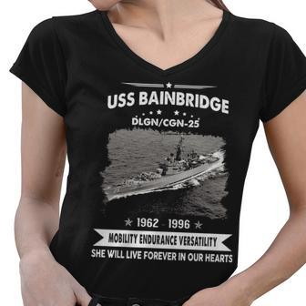 Uss Bainbridge Cgn 25 Dlgn Women V-Neck T-Shirt - Monsterry