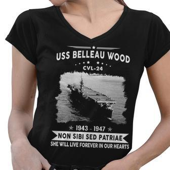 Uss Belleau Wood Cvl Women V-Neck T-Shirt - Monsterry