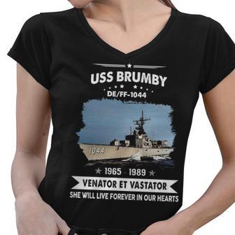 Uss Brumby Ff 1044 De Women V-Neck T-Shirt - Monsterry DE