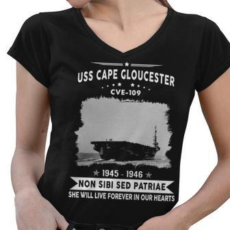 Uss Cape Gloucester Cve Women V-Neck T-Shirt - Monsterry