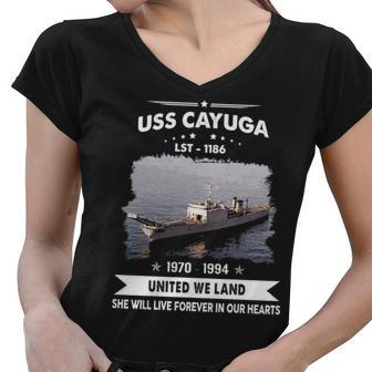Uss Cayuga Lst V2 Women V-Neck T-Shirt - Monsterry