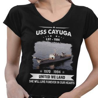 Uss Cayuga Lst Women V-Neck T-Shirt - Monsterry