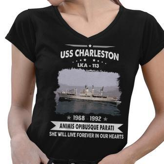 Uss Charleston Lka V2 Women V-Neck T-Shirt - Monsterry