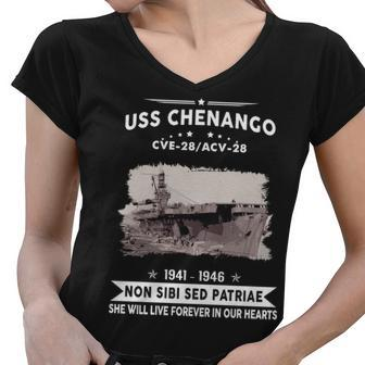 Uss Chenango Cve Women V-Neck T-Shirt - Monsterry