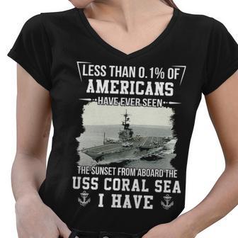 Uss Coral Sea Cv 43 Cva 43 Sunset Women V-Neck T-Shirt - Monsterry CA