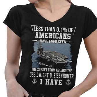 Uss Dwight D Eisenhower Cvn 69 Sunset Women V-Neck T-Shirt - Monsterry