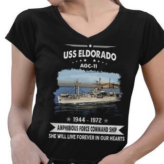 Uss Eldorado Agc Women V-Neck T-Shirt - Monsterry AU