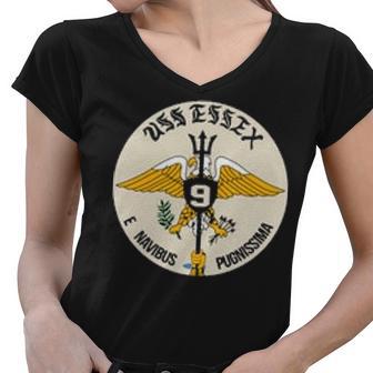 Uss Essex Cv 9 Cva Women V-Neck T-Shirt - Monsterry