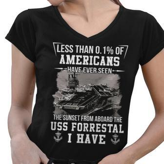 Uss Forrestal Cv 59 Sunset Women V-Neck T-Shirt - Monsterry
