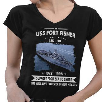 Uss Fort Fisher Lsd Women V-Neck T-Shirt - Monsterry