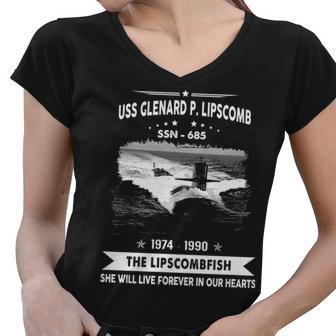 Uss Glenard P Lipscomb Ssn Women V-Neck T-Shirt - Monsterry CA