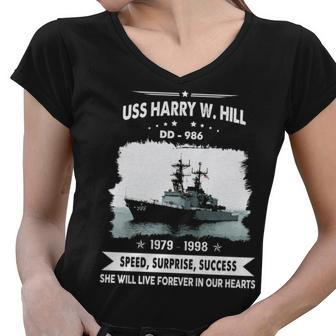 Uss Harry W Hill Dd 986 Dd Women V-Neck T-Shirt - Monsterry DE