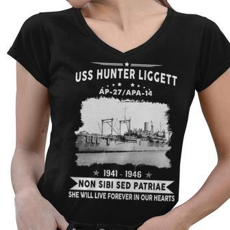 Uss Hunter Liggett Apa Women V-Neck T-Shirt - Monsterry