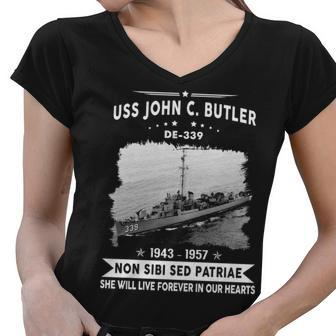 Uss John C Butler De Women V-Neck T-Shirt - Monsterry
