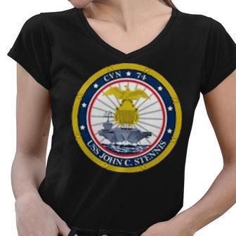 Uss John C Stennis Cvn 74 Cvn Women V-Neck T-Shirt - Monsterry UK