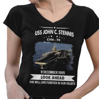 Uss John C Stennis Cvn V2 Women V-Neck T-Shirt - Monsterry
