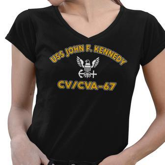 Uss John F Kennedy Cv 67 Cva V2 Women V-Neck T-Shirt - Monsterry