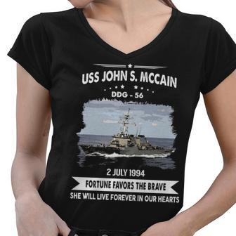 Uss John S Mccain Ddg V2 Women V-Neck T-Shirt - Monsterry