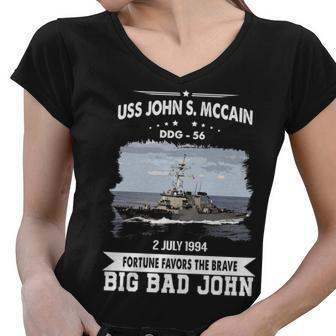 Uss John S Mccain Women V-Neck T-Shirt - Monsterry