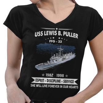 Uss Lewis B Puller Ffg Women V-Neck T-Shirt - Monsterry