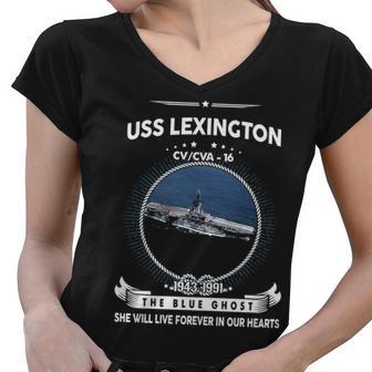 Uss Lexington Cv 16 Front Style Women V-Neck T-Shirt - Monsterry AU