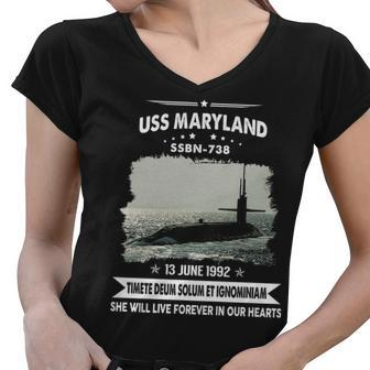 Uss Maryland Ssbn Women V-Neck T-Shirt - Monsterry DE