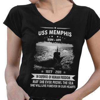 Uss Memphis Ssn Women V-Neck T-Shirt - Monsterry