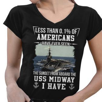 Uss Midway Cv 41 Cva 41 Sunset Women V-Neck T-Shirt - Monsterry