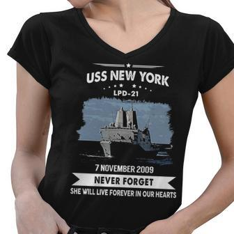 Uss New York Lpd Women V-Neck T-Shirt - Monsterry AU