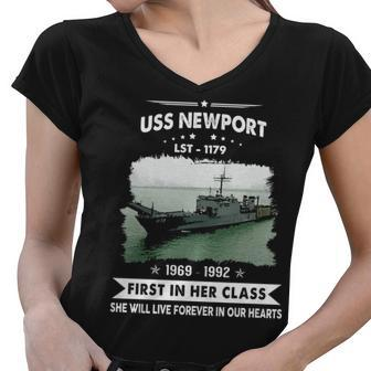 Uss Newport Lst Women V-Neck T-Shirt - Monsterry