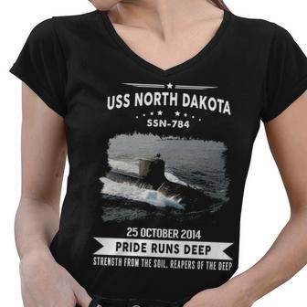 Uss North Dakota Ssn Women V-Neck T-Shirt - Monsterry
