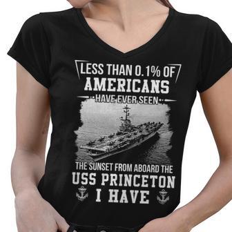 Uss Princeton Cva 37 Sunset Women V-Neck T-Shirt - Monsterry UK