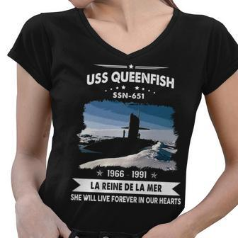 Uss Queenfish Ssn Women V-Neck T-Shirt - Monsterry