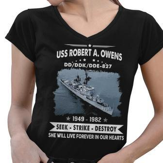 Uss Robert A Owens Dd Women V-Neck T-Shirt - Monsterry