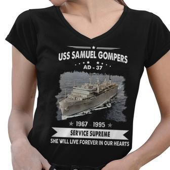 Uss Samuel Gompers Ad Women V-Neck T-Shirt - Monsterry UK